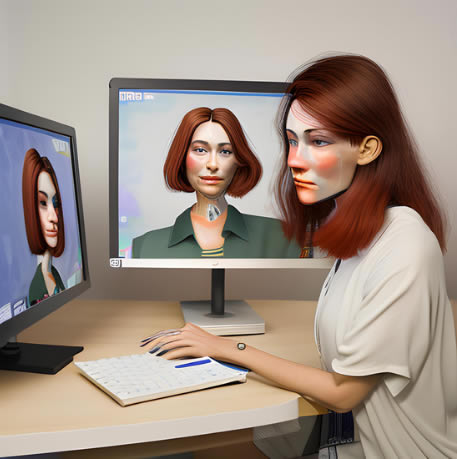 Canva AI generated image of woman at workstation